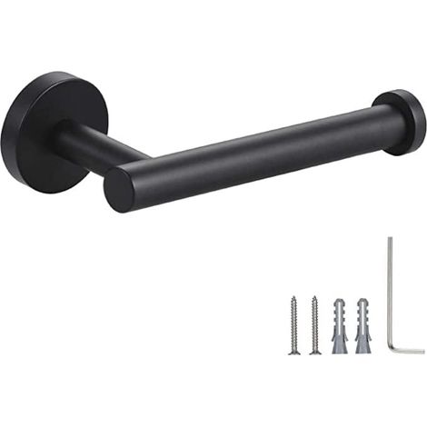 Porte-rouleau de papier toilette mural - Porte-essuie-tout - Étanche - Antirouille - Acier inoxydable 304 - Vis incluses - Accessoires de salle de bain - 163 x 80 x 47 mm - Noir (1/5)