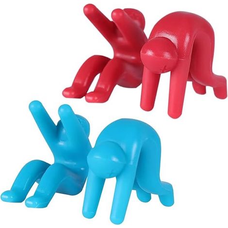 4 elevadores de tapa de silicona para ollas, Elevadores de tapa antiderrame, Soportes verticales, Accesorios de cocina geniales (azul/rojo) (1/5)