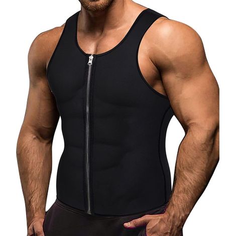 Homme Sweat Gilet Néoprène Entraînement Chemise Corps Shaper Sauna Costume Taille Formateur Sport Fitness Fermeture Éclair Débardeur (1/5)