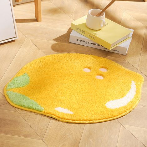 Tapis de bain citron, antidérapant et absorbant, doux et agréable au toucher, lavable, 48 x 60 cm (1/5)