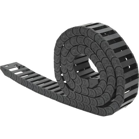 Chaîne porte-câbles en plastique noir 10 mm x 30 mm, longueur 1 m, pour usinage CNC, avec connecteur d'extrémité. (1/5)