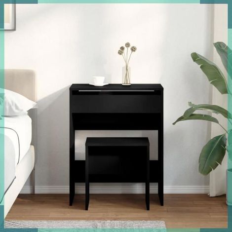 848214 Coiffeuse et tabouret noir 60x40x113,5 cm (1/5)