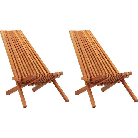 vidaXL Sillas plegables de exterior, 2 unidades, de madera maciza de acacia. (1/5)