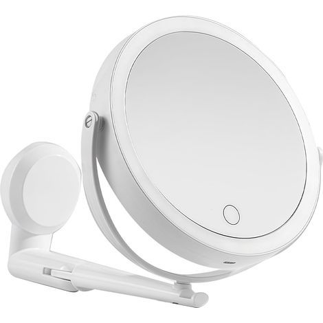 Miroir Grossissant Lumineux, Miroir De Maquillage Mural De, Miroir Grossissant Mural, (Blanc) Miroir Lumineux Salle De Bain 360° Pivotant Et Extensible, Led Rechargeable Pour Salle De Bain, Bureau (1/5)