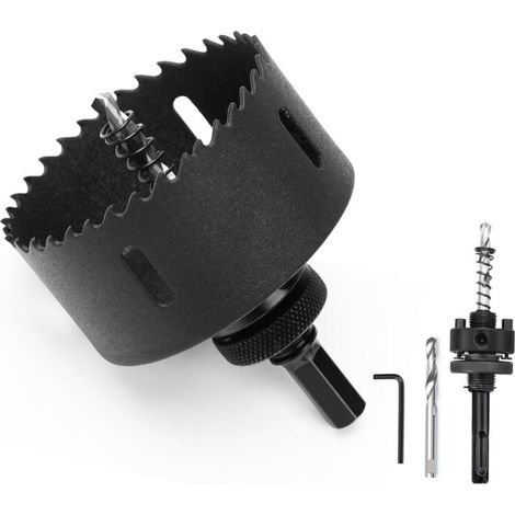 1 scie cloche, 83 mm, bimétal, tige sds plus et hexagonale, pour bois plâtre métal (1/5)