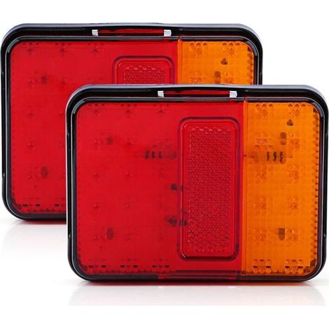 2 pièces de feux arrière LED 12V 30 LED pour remorque, camion, bateau, rouge et ambre,de (1/4)
