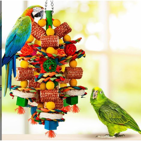 Bird Toys Parrot Toys for Large Birds Natural Corn Cob Loofah Slices Chew Toys