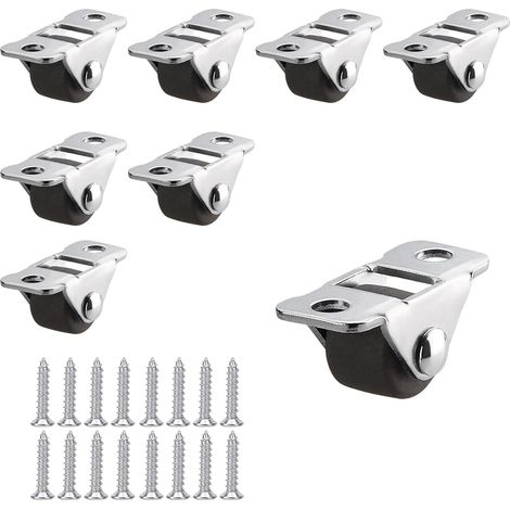 8 miniruedas fijas de goma, 12 mm, placa metálica, capacidad de carga de 10 kg, para muebles pequeños