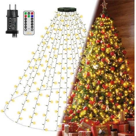 Guirlande lumineuse pour sapin de Noël 2,5 m, 300 LED, 12 fils avec minuterie à anneau, 8 modes, étanche, pour sapins de 150 cm, 180 cm et 240 cm (1/5)
