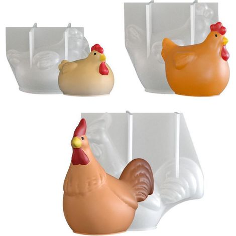 3er Set Huhn Silikonform Kerzen - 3D Gießform für Ostern & DIY