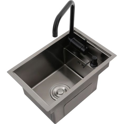 Lavello da incasso in acciaio inox con piccolo rubinetto, lavello da cucina, 45 x 30 x 23 cm, per case, ristoranti, lavanderie, garage, cucine