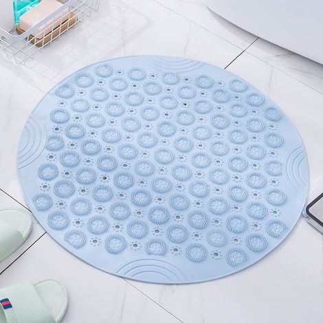 Alfombrilla de baño antideslizante de goma azul de 5555 cm, alfombrilla de baño redonda antideslizante de TPR, alfombrilla de ducha con ventosa. (1/5)