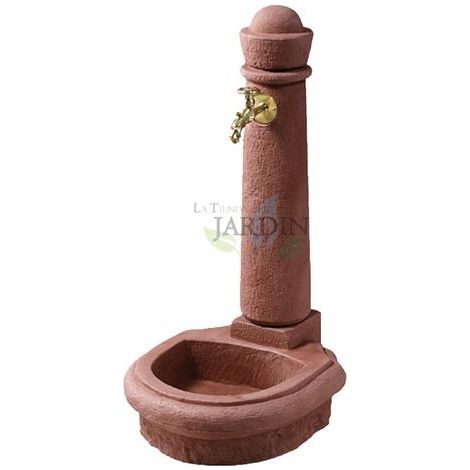 Fuente de Jardín Piedra Venezia Rojizo Imitación Piedra Natural - Altura 90 cm, Ancho 44 cm, Fondo 52 cm (1/3)