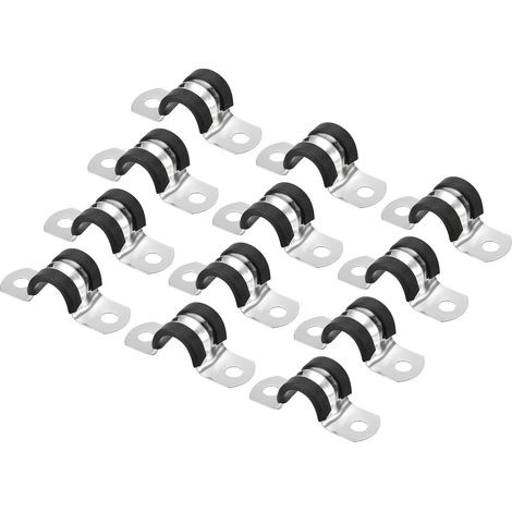 Lot de 22 colliers de serrage de câble de 16 mm, colliers de serrage isolés en caoutchouc en acier inoxydable 304 en forme de U pour tuyau (1/5)