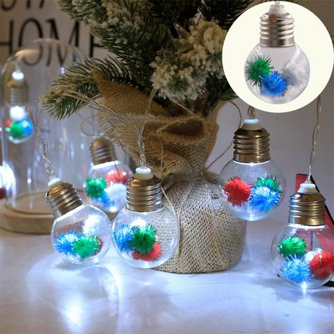 Guirlande Lumineuse De Noël - Boules Filigranées LED - 2 M - Pour Décoration Intérieure Arbre Chambre Salon - 10 Ampoules - Alimentation Piles AA (1/5)