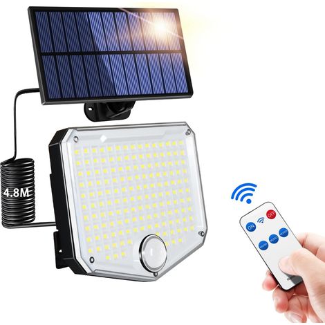 Lampes Solaires D'extérieur, 3 Modes De Luminosité, Appliques Murales Avec Capteur De Télécommande, Lampes De Jardin étanches Blanc Froid Avec Capteur De Mouvement Pour Garages, Cours, Patios (1/5)