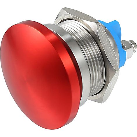 22 mm Momentané Poussoir Bouton Interrupteur Métal Bouton A-C/DC 12V-250V Rouge (1/5)