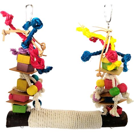 Jouets à mâcher pour perroquets, blocs de construction colorés, corde en coton, balançoire, jouet à mâcher pour oiseaux