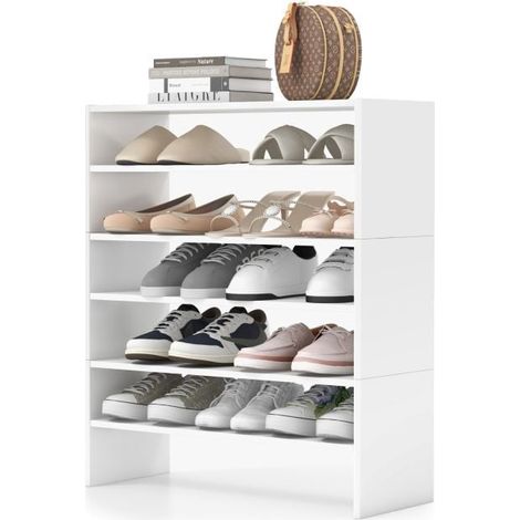 Schuhregal 78 cm, stapelbar, 3-teilig, 2-stöckig, weiß (1/5)