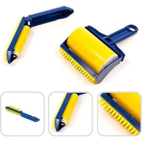 Sticky Buddy – Rouleau Anti-Peluches Réutilisable et Lavable – Ramasse Poils de Chats et Chiens - 2 Brosses Voyage et Maison