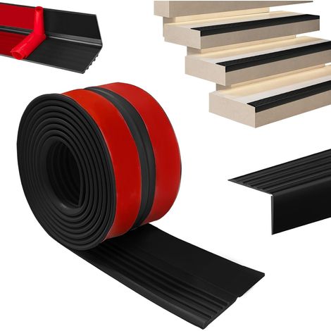 Profil d'angle autocollant pour marches d'escalier 6m, profil antidérapant pour marches d'escalier, protection antidérapante pour marches d'escalier, bande de rebord flexible en caoutchouc pour (1/5)