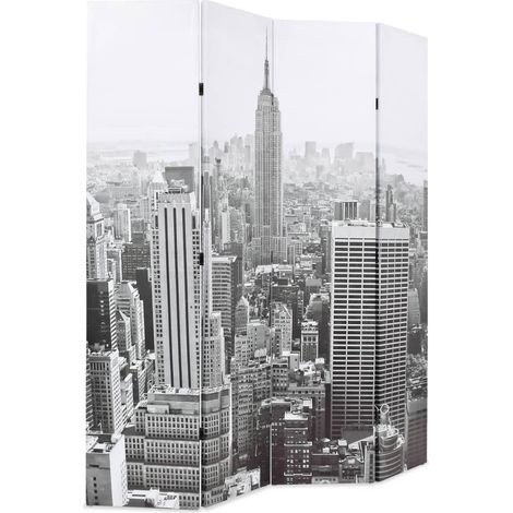 Cloison de séparation pliable 160x170 cm New York Noir et blanc (1/5)