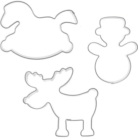 Set di formine per biscotti in acciaio inossidabile: pupazzo di neve, cavallo, renna
