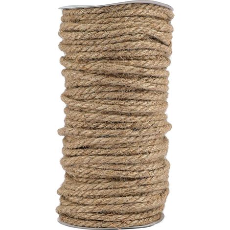 Ficelle Jute 5 mm x 50 m - Corde Naturelle Fine pour Jardinage, Extérieur, Emballages Cadeaux et Décoration Mariage Bohème (1/3)