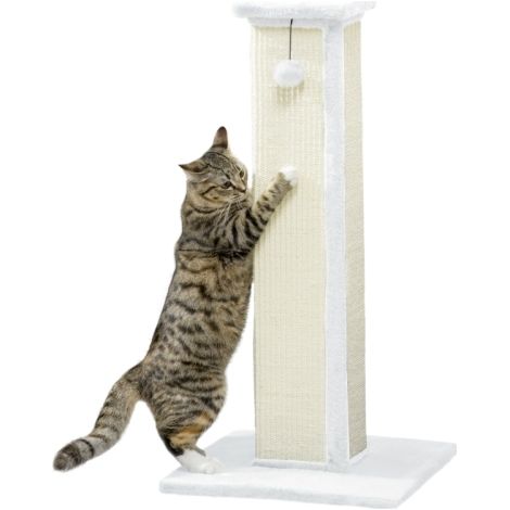 81cm Vertical Cat Scratcher with Natural Sisal Rope, Soft Plush Cover, and Hanging Ball - Ideal for Cat Play and Scratching (1/5)