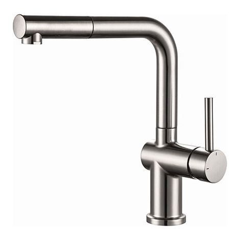 Edouard Rousseau – Mitigeur de cuisine carré avec douchette extractible – Inox – Hauteur sous bec 290 mm – Flexible inox 1,50 m – Économie d'eau (1/2)