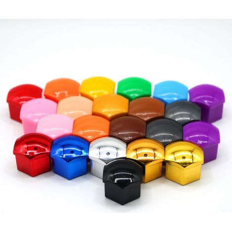 Tapones de tuercas de rueda azules metalizados 21 mm, 20 piezas + clip (1/5)
