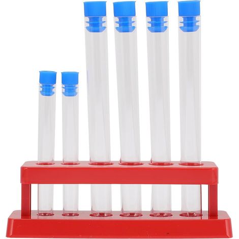 Support de Rangement pour 6 Tubes à Essai en Plastique avec Bouchons, Léger et Résistant, Expériences et Stocker des Liquides en Laboratoire Couleur Aléatoire (1/5)