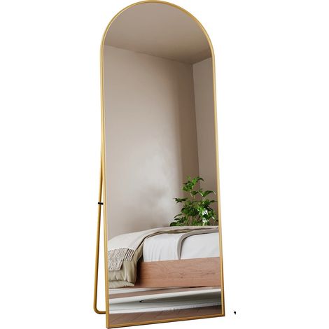 Ganzkörperspiegel, modernes Bogendesign, freistehende Montage, Gold (1/2)