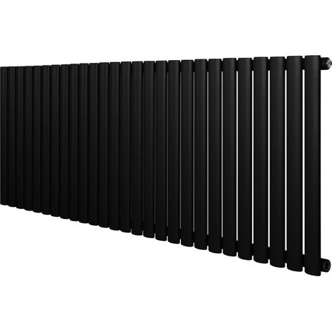 Oval Single Column Radiator - 600 x 1620mm - Black