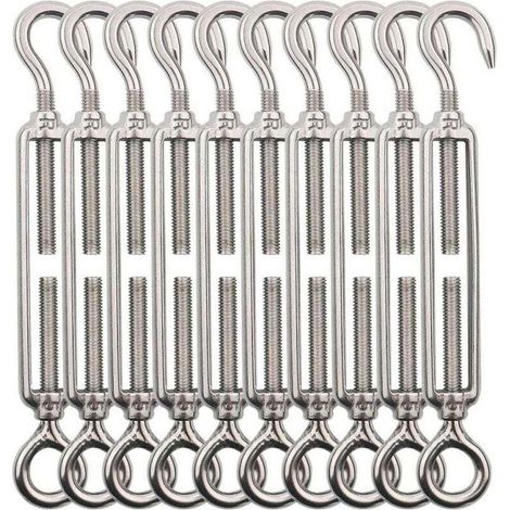 Oeil De Tendeur M5 Crochet Acier Inoxydable 10 Pièces Pour Fil Jardin Clôture Éclairage Extérieur Suspendu (1/4)