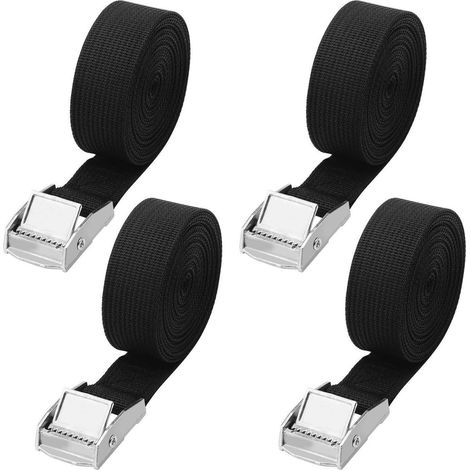 4er Set Spanngurte 3m x 2.5cm mit Ratsche, 250kg Tragkraft, Schwarz