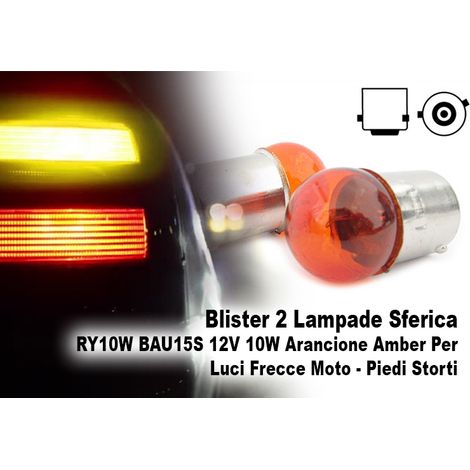 Blister 2 lampade alogene RY10W BAU15S 12V 10W amber per frecce moto