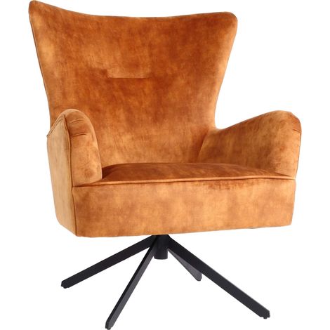 Lounge-Sessel HHG-262, Cocktailsessel Polstersessel Relaxsessel, drehbar, vintage Samt Metall gold-braun