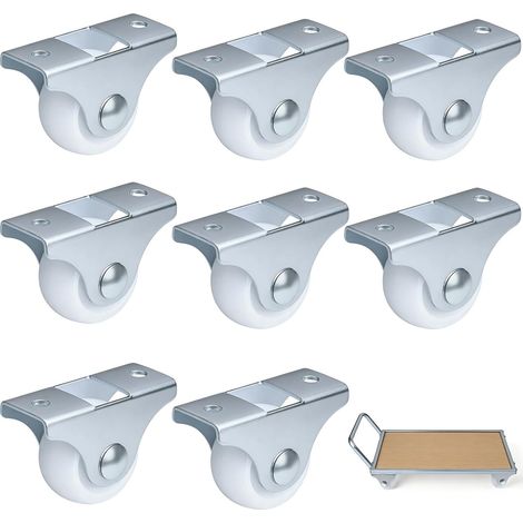 Lot de 8 Mini Roulettes Fixes pour Meubles en PP Épaissi, Roue Directionnelle Rigide en Fer Galvanisé avec 16 Vis Incluses, Petite Roulette Non-Pivotante pour Coffre de Rangement et Bricolage DIY (1/5)