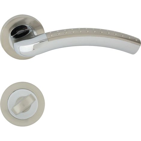 DOMINO Poignée de porte SHARON-R ECO M6/M9 WC Poignée avec rosace WC Chrome/nickel brillant