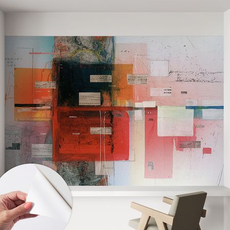 Papier peint autocollant Mural avec colle pour salon et chambre Décoration murale rapide Composition abstraite 152x104 cm (1/5)
