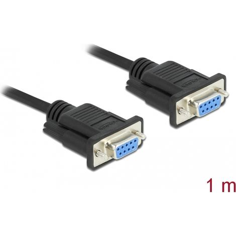 Cable serie RS-232 D-Sub 9 hembra a hembra de módem nulo con carcasa de enchufe estrecha - control automático CTS / RTS - 1 m