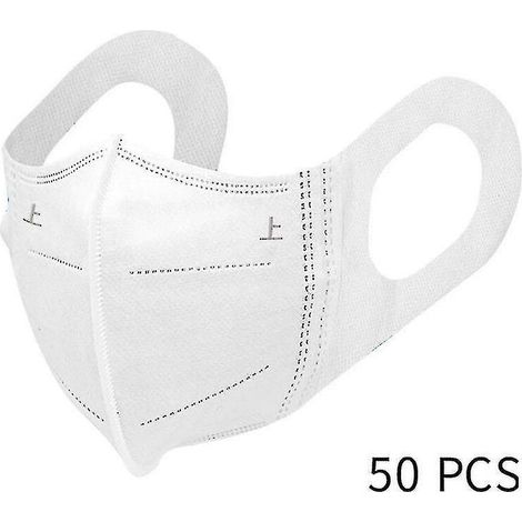 Masque anti-poussière 3D blanc 50 pièces, masque anti-poussière jetable, protection à trois couches, adulte respirant (unisexe)