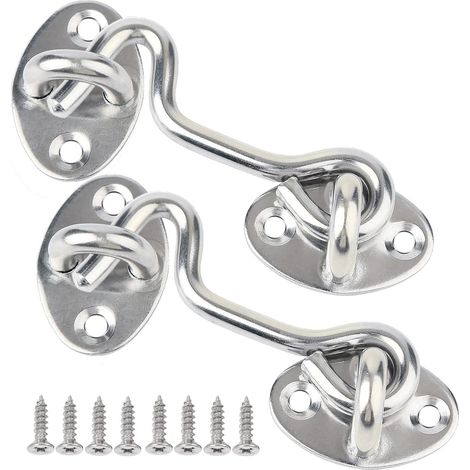 Lot de 2 crochets de cabine et loquet à œillet pour porte coulissante, chambre à coucher, salle de bain, fenêtres, portails de 7,6 cm (1/5)