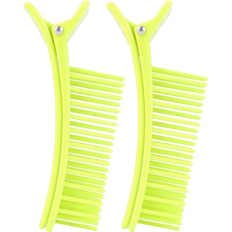 2 Pièces Pinces à Cheveux de Coiffure, Pinces de Sectionnement pour Salon, Barrette Fluorescente Verte (1/5)