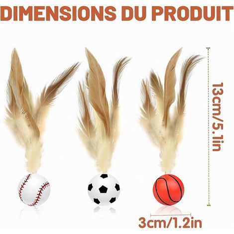 Feather Bouncy Ball Cat Toys Indoor Interactive Basketball Football Toys for Adult Cat Kitten Chew Ball Automatic Motion Sensing Exercise Ball (1/4)