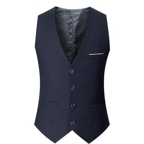 Herren-Anzugweste in Übergröße, schmale Passform, ideal für Beruf, Hochzeiten, formelle und legere Anlässe. Einreihige Weste – Größe 5XL – Marineblau