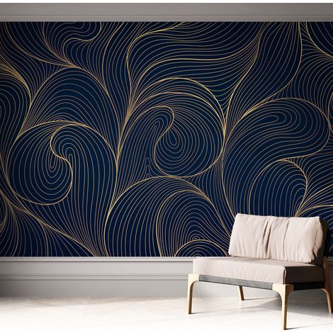 Selbstklebend Tapete - Wandgestaltung - Tapete Wohnzimmer - Flur Eingangsbereich Wellenmotiv 312x219 cm (1/5)