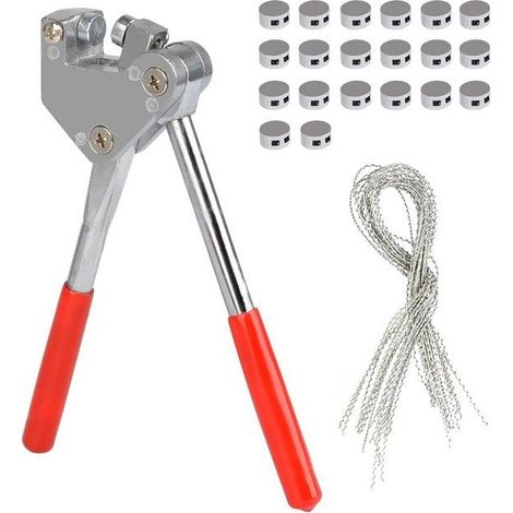 Pinces à sceller Set de pinces à plomb rouge 10 mm poignée en plastique (1x pince à câble de scellage + 20 x fils + 20 x fils de (1/4)