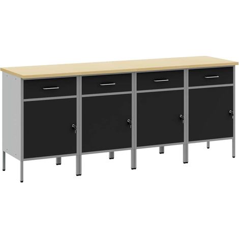 Werkbank mit Schubladen 4 pcs Schwarz und Grau 200 x 55 x 85 cm vidaXL